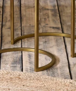 Nkuku Nakuru Iron & Glass Side Table Set - Brass