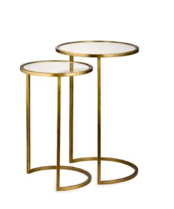 Nkuku Nakuru Iron & Glass Side Table Set - Brass