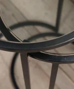 Nkuku Nakuru Iron & Glass Side Table Set (Set Of 2) Living Room