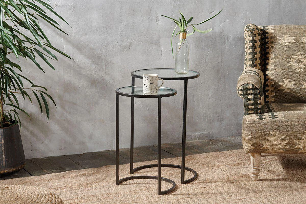 Nkuku Nakuru Iron & Glass Side Table Set (Set Of 2) Living Room 3 Nkuku Nakuru Iron & Glass Side Table Set (Set Of 2) Living Room