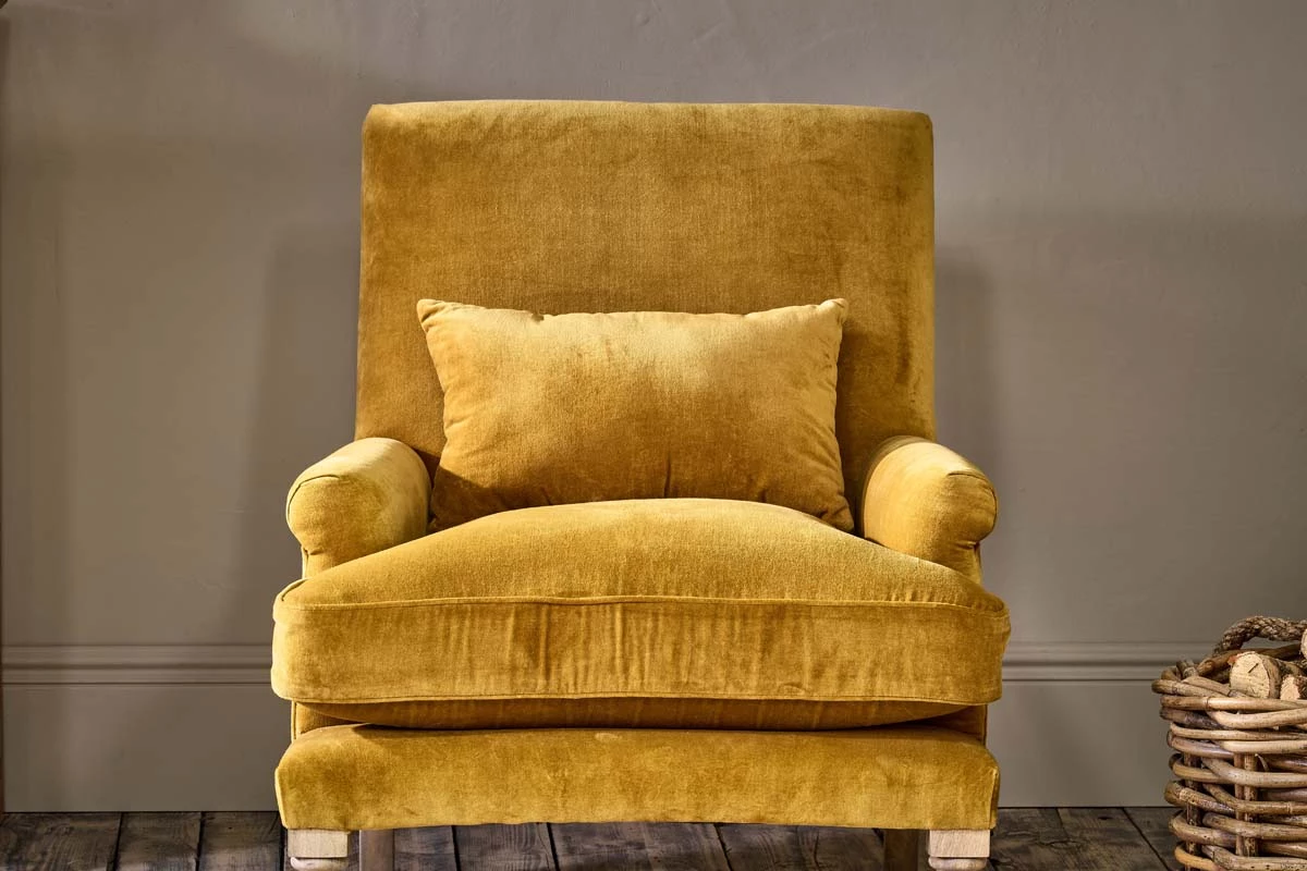 Nkuku Nalla Velvet Armchair - Ochre 5 Nkuku Nalla Velvet Armchair - Ochre