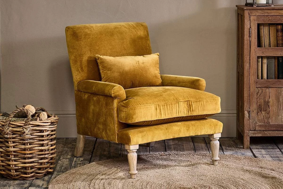 Nkuku Nalla Velvet Armchair - Ochre 3 Nkuku Nalla Velvet Armchair - Ochre