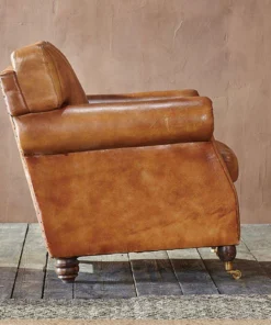 Nkuku Narwana Leather Ribbed Armchair Living Room