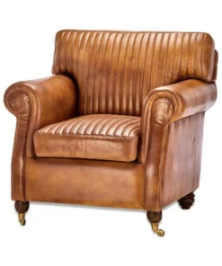 Nkuku Narwana Leather Ribbed Armchair Living Room