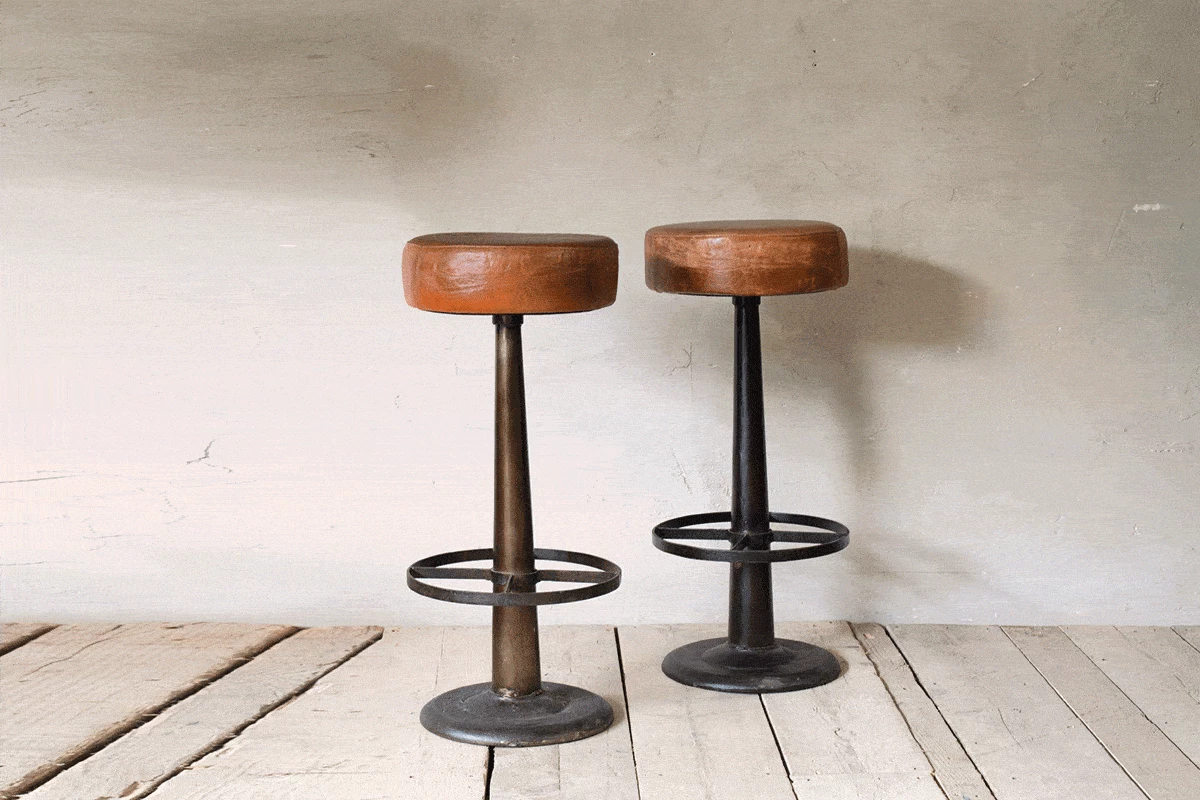 Nkuku Kitchen & Dining Room Narwana Leather Round Stool 6 Nkuku Kitchen & Dining Room Narwana Leather Round Stool