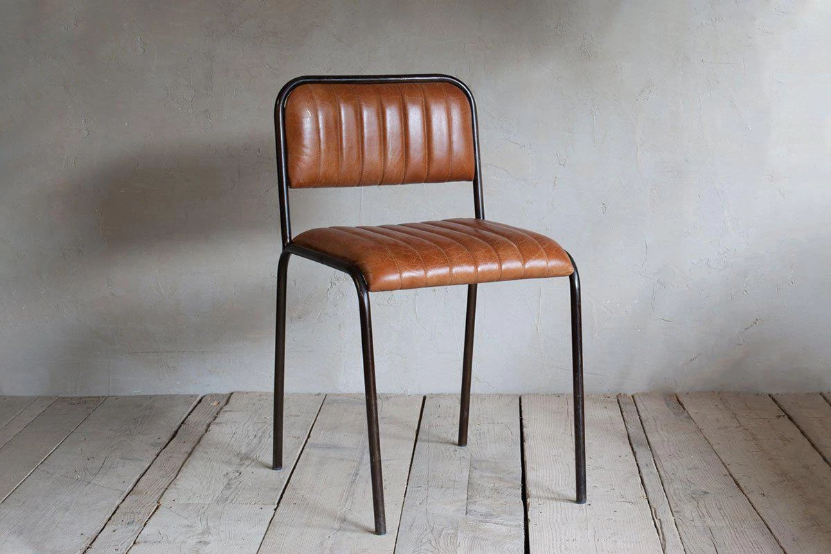 Nkuku Narwana Ribbed Leather Dining Chair 3 Nkuku Narwana Ribbed Leather Dining Chair