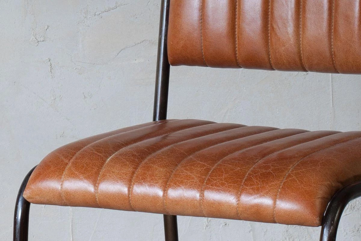 Nkuku Narwana Ribbed Leather Dining Chair 4 Nkuku Narwana Ribbed Leather Dining Chair