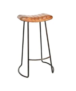 Nkuku Narwana Ribbed Leather Stool - Large Kitchen & Dining Room