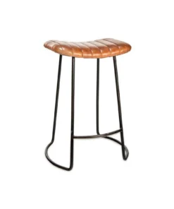Nkuku Kitchen & Dining Room Narwana Ribbed Leather Stool - Small 7 Nkuku Kitchen & Dining Room Narwana Ribbed Leather Stool - Small