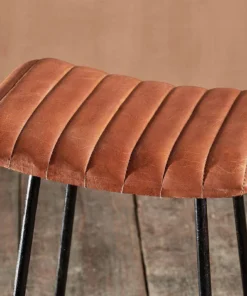 Nkuku Kitchen & Dining Room Narwana Ribbed Leather Stool - Small