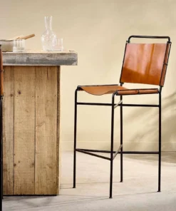 Nkuku Nirmi Leather Sling Back Bar Chair New Arrivals