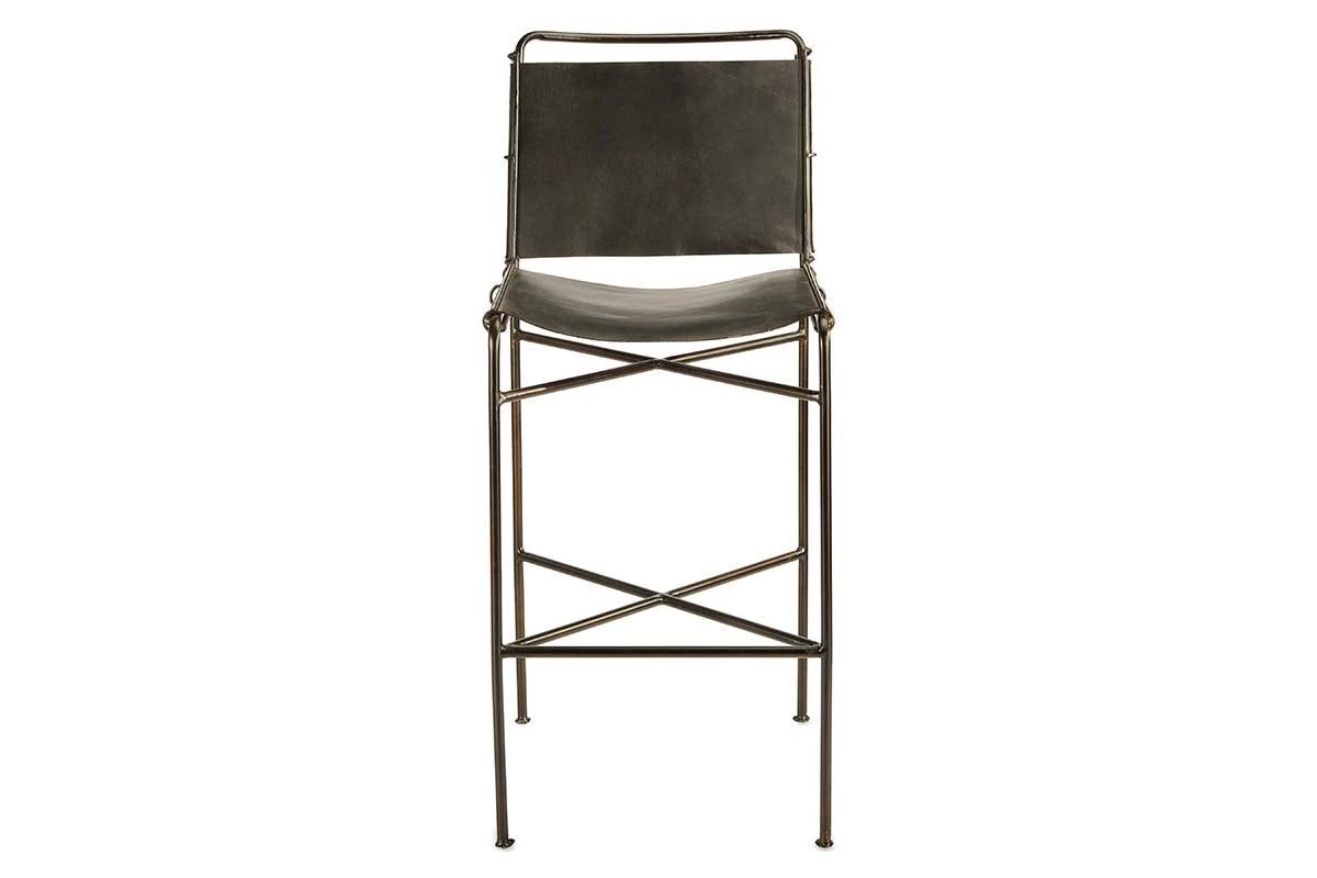 Nkuku Nirmi Leather Sling Back Bar Chair - Charcoal 9 Nkuku Nirmi Leather Sling Back Bar Chair - Charcoal