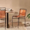Nkuku New Arrivals Nirmi Leather Sling Back Dining Chair 1 Nkuku New Arrivals Nirmi Leather Sling Back Dining Chair