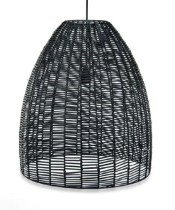 Nkuku Noko Black Wicker Conical Pendant - Large
