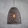 Nkuku Noko Black Wicker Conical Pendant - Large