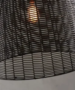 Nkuku Noko Black Wicker Conical Pendant - Medium