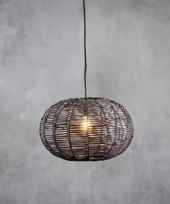 Nkuku Noko Black Wicker Pendant - Small Round Kitchen & Dining Room