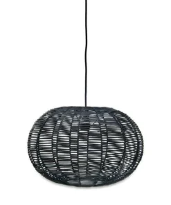 Nkuku Noko Black Wicker Pendant - Small Round Kitchen & Dining Room
