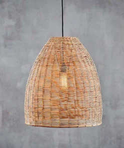 Nkuku Noko Natural Wicker Conical Pendant - Large