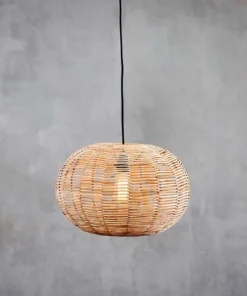 Nkuku Noko Natural Wicker Pendant - Small Round Living Room
