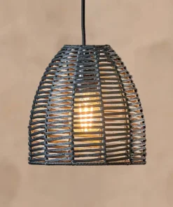 Nkuku Noko Wicker Conical Pendant - Black - Extra Small