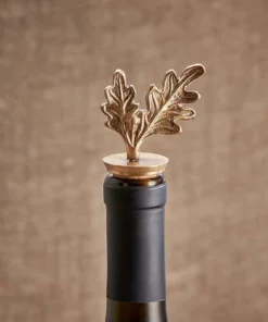 Nkuku Oak Leaf Brass Bottle Stopper