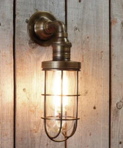 Nkuku Obere Caged Outdoor Light - Antique Brass