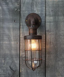 Nkuku Obere Caged Outdoor Light - Rust