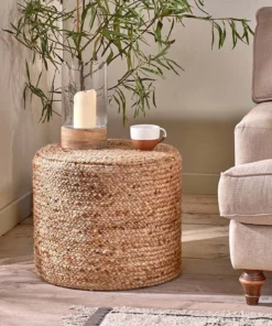 Nkuku Ondal Round Braided Hemp Side Table