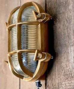 Nkuku Oshi Brass Oval Outdoor Bulkhead Light - Brass Outdoor Lighting