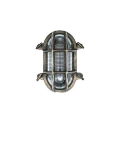Nkuku Oshi Brass Oval Outdoor Bulkhead Light - Iron