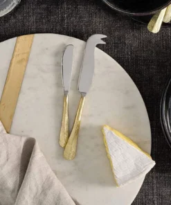 Nkuku Osko Cheese & Butter Knife Set - Brushed Gold (Set Of 2)