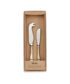 Nkuku Osko Cheese & Butter Knife Set - Brushed Gold (Set Of 2)