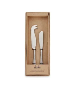 Nkuku Osko Cheese & Butter Knife Set - Brushed Silver (Set Of 2) Tableware