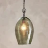 Nkuku Otoro Glass Pendant - Green Smoke - Large Oval