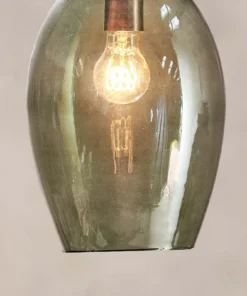 Nkuku Otoro Glass Pendant - Green Smoke - Large Oval