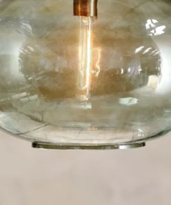 Nkuku Hallway & Bootroom Otoro Glass Pendant - Green Smoke - Large Round