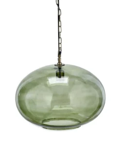 Nkuku Hallway & Bootroom Otoro Glass Pendant - Green Smoke - Large Round