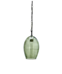 Nkuku Otoro Glass Pendant - Green Smoke - Small Oval