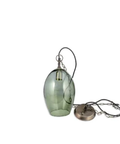 Nkuku Otoro Glass Pendant - Green Smoke - Small Oval