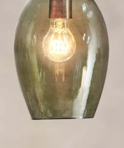 Nkuku Otoro Glass Pendant - Green Smoke - Small Oval