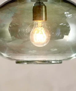 Nkuku Hallway & Bootroom Otoro Glass Pendant - Green Smoke - Small Round