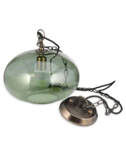 Nkuku Hallway & Bootroom Otoro Glass Pendant - Green Smoke - Small Round