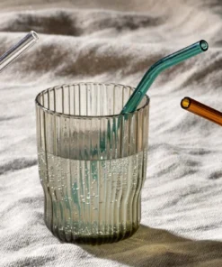 Nkuku Tableware Ouzoud Glass Straws - Amber, Teal & Clear (Set Of 6)