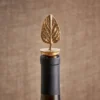 Nkuku Table Accessories Poplar Leaf Brass Bottle Stopper