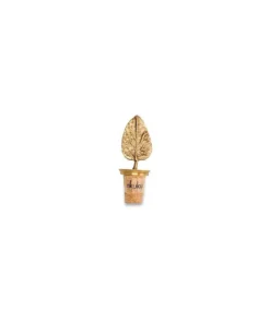 Nkuku Table Accessories Poplar Leaf Brass Bottle Stopper