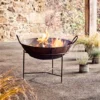 Nkuku Reclaimed Iron Kadai Fire Pit With Grill - Large Garden Furniture 2 Nkuku Reclaimed Iron Kadai Fire Pit With Grill - Large Garden Furniture