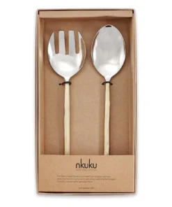 Nkuku Tableware Sirkali Salad Server Set - Brushed Gold (Set Of 2)