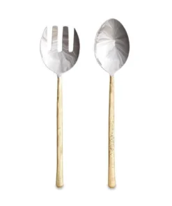 Nkuku Tableware Sirkali Salad Server Set - Brushed Gold (Set Of 2)