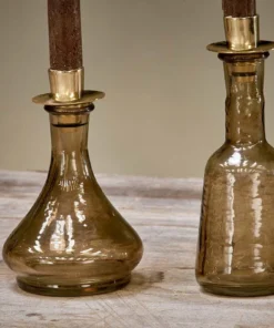 Nkuku Sirsa Glass Candlestick - Sepia Home Accessories